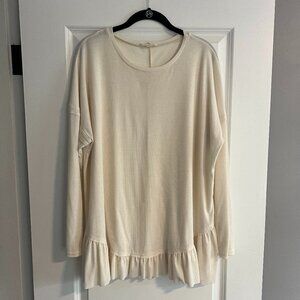 Easel Anthropology Ruffled Cream Tunic - Size L